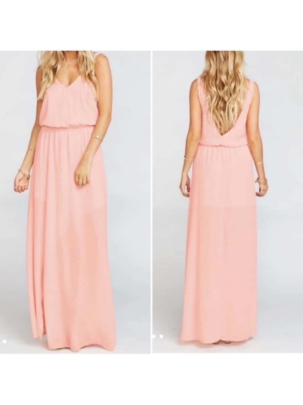 💚3xHP💚NWT Show Me Your MuMu Kendall Maxi Dress in Frosty Pink Crisp
